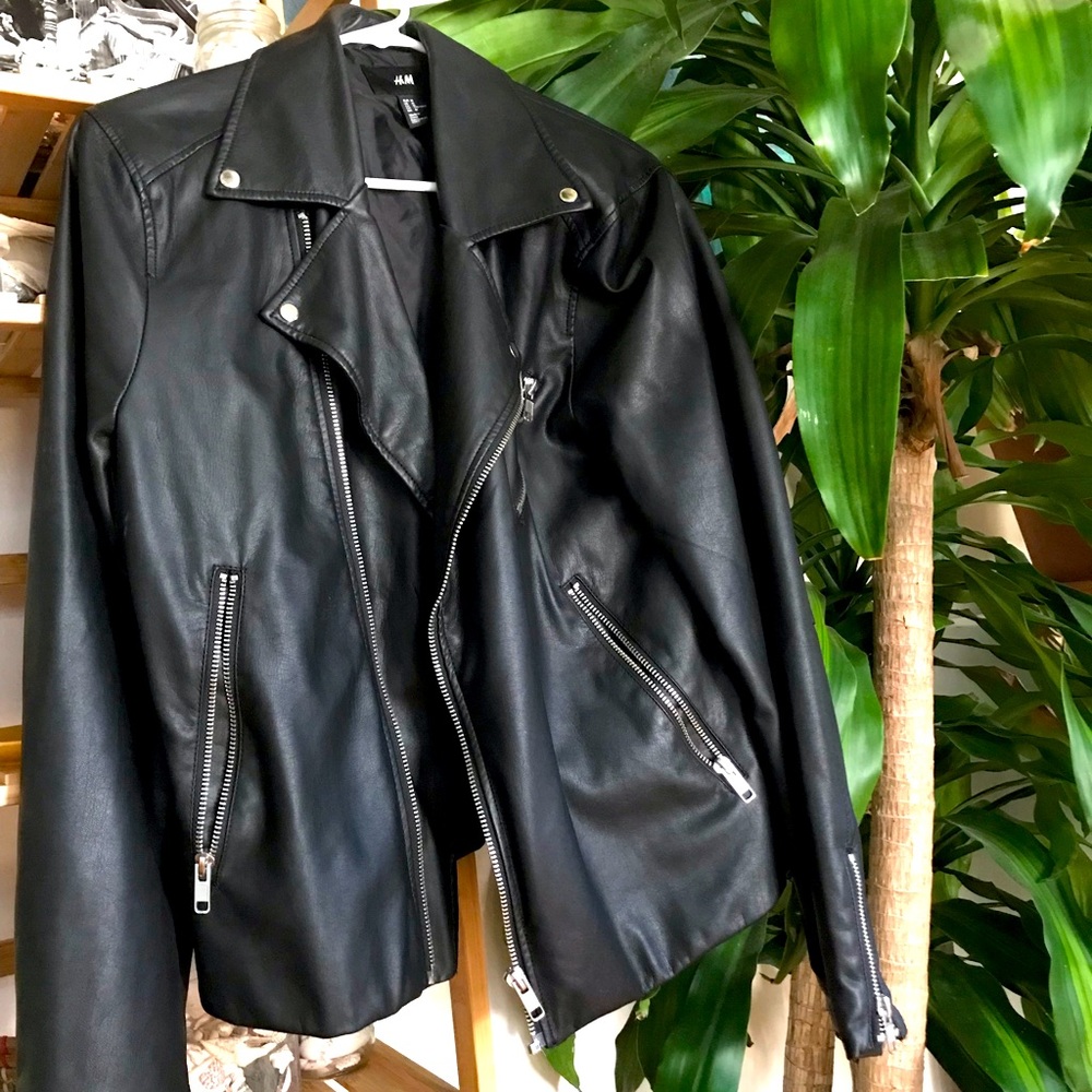 H & M faux leather motorcycle jacket.